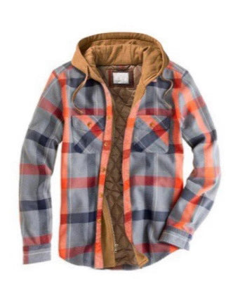 Mens Plaid Hooded Jacket